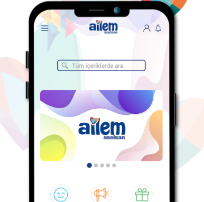 Ailem Aselsan mobil uygulamasının ana ekranı