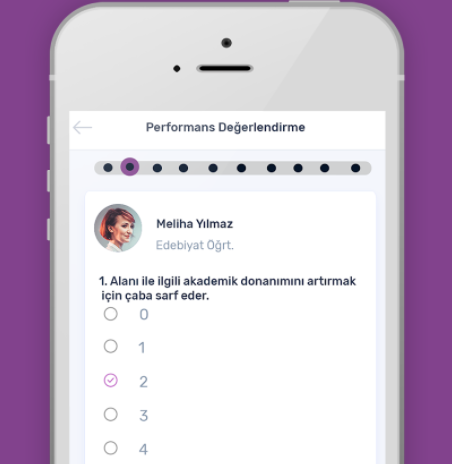 Uğur Okulları Anket uygulamasının performans değerlendirme ekranı